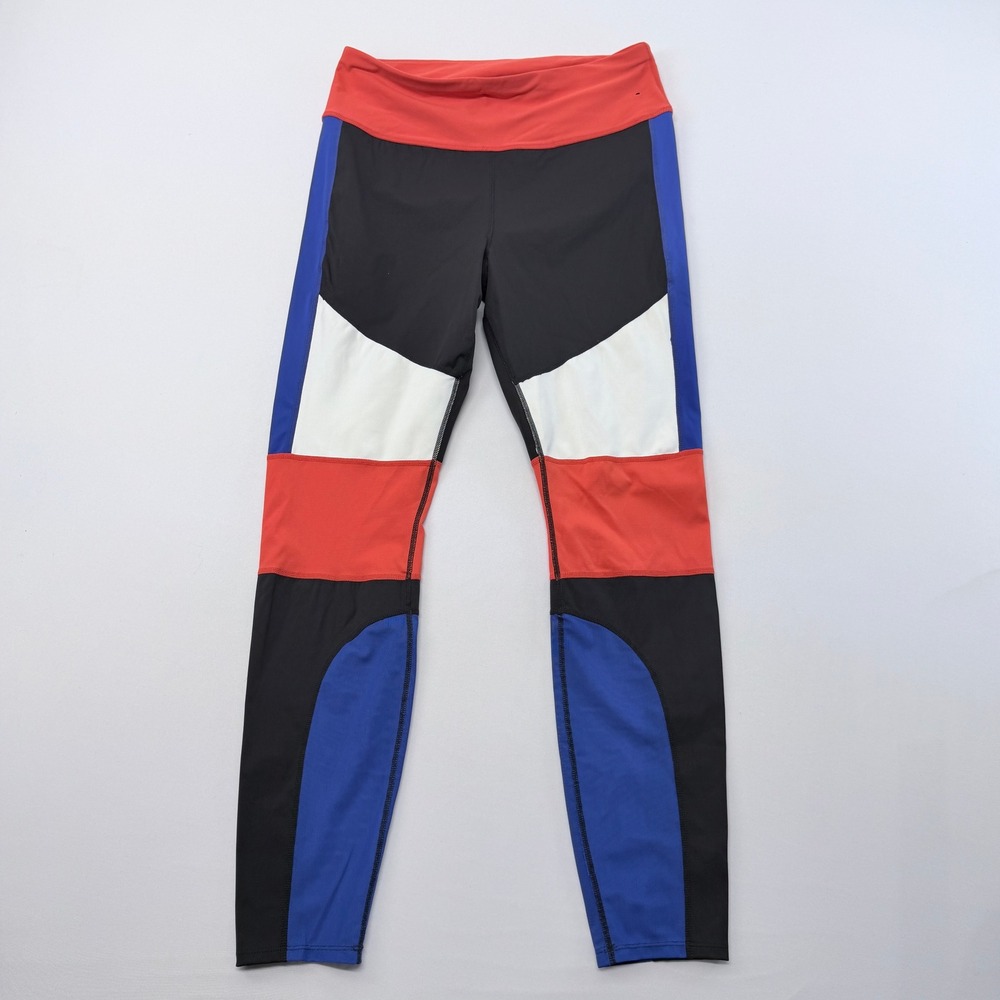 Avia Womens Colorblock Activewear Leggings Red White Blue Black Size L 12-14
